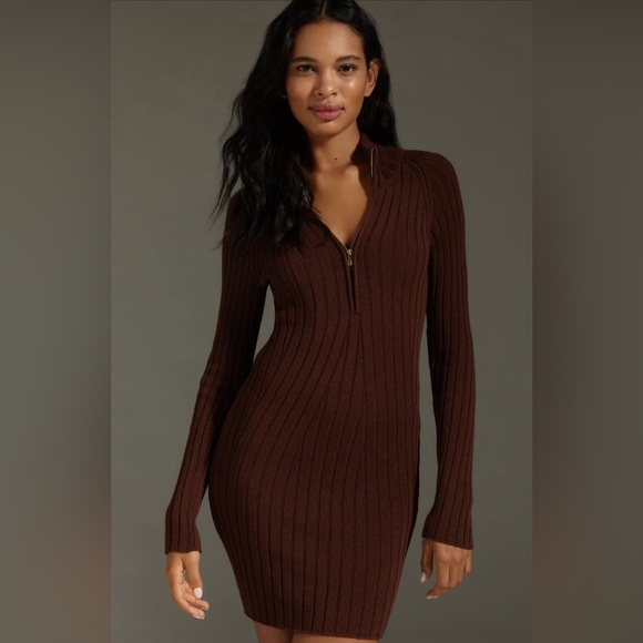 NWT! Anthropologie Pilcro Quarter-Zip Sweater Dress - Multiple 🐚 - Picture 2 of 5